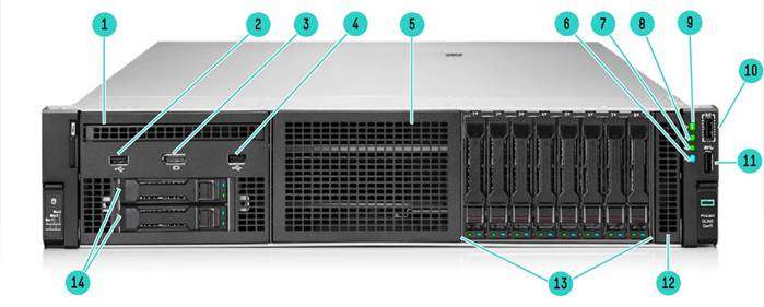 Front View – SFF chassis with optional Universal Media bay shown 1