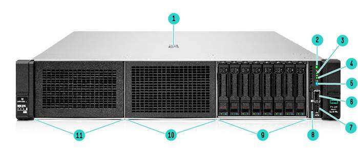 HPE ProLiant DL345 Gen10 Plus 8 SFF Server- Front View